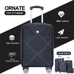Countdownn Luggage Sets 4 Piece Suitcase Set Expandable Lightweight Suitcase